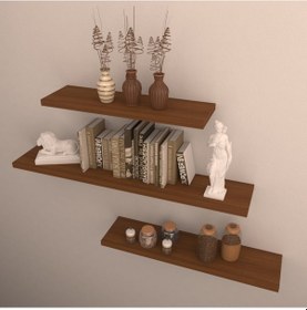 Resim Rafkestir 3 Lü Raf Set ( 75 - 55 - 35 ) Hareli Ceviz (Mat) 