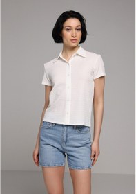 Resim Colin's Colins Slim Fit Polo Yaka Düz Kadın Beyaz Kısa Kol Tişört Cl1078959 Q1.v1 Wht 