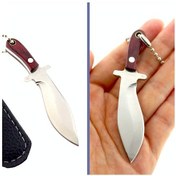 Resim Omeniv Minyatür Bıçak Çakı Kolye Anahtarlık Ahşap Sap Çelik Kahverengi 