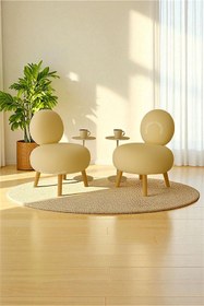 Resim BEYLERBEYİ Berjer , Çay Seti,peluş Kumaş,yuvarlak Gürgen Sırtlı,koltuk Takımı, Ikili Koltuk,dekoratif Berjer 