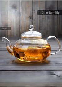 Resim Jet's Home Cam Demlik Borasilikat Demlik Şeffaf Süzgeçli Çay Demliği Isıya Dayanıklı Bitki Çayı Demlik 800 Ml Şeffaf 