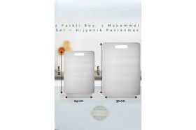 Resim Feyza Design Çiftli Paslanmaz Çelik Kesme Tahtası Seti, Sağlıklı ve Dayanıklı Kullanım 