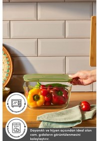 Resim Karaca Green Dikdörtgen Saklama Kabı 2700 Ml Yeşil 