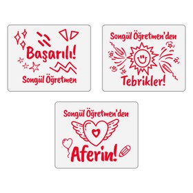 Resim Öğretmen Kaşesi Seti - Aferin + Başarılı + Tebrikler 