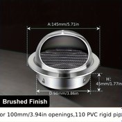 Resim 1 Adet Kalınlaştırılmış Paslanmaz Çelik Yuvarlak Hava Menfezi Kapağı, Moonjor 100mm Duvar Havalandırma Ünitesi Apartmanlar, Villalar, Evler İçin Uygun - Gümüşi, Dayanıklı ve Kolay Kurulum 