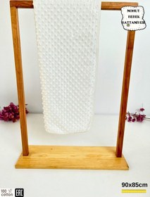 Resim Nohut Kız / Erkek Bebek Battaniyesi & Kundağı Çift Katlı %100 Pamuklu Çok Amaçlı Örtü 90x85cm Btn11003 Ekru 