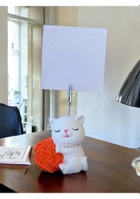 Resim Turuncu Yumaklı Oturan Kawaii Kedi Temalı Not Tutacağı Fotoğraf Tutacak Tutucu Ofis Hediyelik Turuncu 