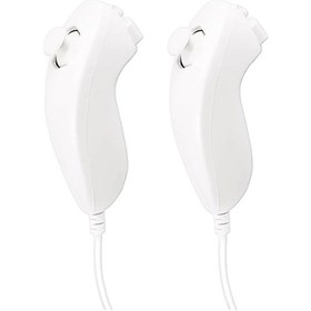 Resim Wii Nunchuck Kontrolcüsü Nintendo Wii Video Oyunu Paketi 2'li Nunchuck Kontrolcü Beyaz Sarı 