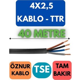 Resim Öznur 4x2,5 Ttr Kablo Metre Seçenekli Siyah - 40 Metre 