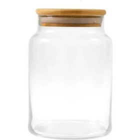 Resim Vakumlu Bambu Kapaklı Cam Kavanoz 1 Adet 4 Litre 