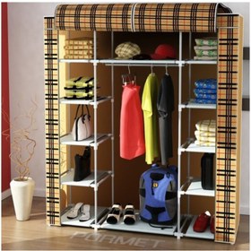 Resim PORMET Çift Yandan Raflı Ekose Bez Dolap Kaliteli 