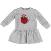 Resim best kids Kız Bebek Gri Melanj Fırfır Detaylı Elbise 