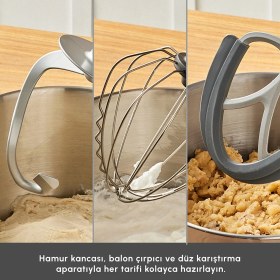 Resim Karaca 1800 Watt Döküm Gövde Profesyonel Mutfak Şefi 6.2 Litre Çelik Hazneli Stand Mikser Hamur Yoğurma Makinesi 