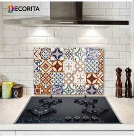 Resim Decorita Çini Desen | Cam Ocak Arkası Koruyucu | 40cm x 60cm 
