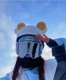 Resim Kayak Kask Dekorasyon Tavşan Kulakları Kış Kayak Elektrikli Otomobil Motosiklet Binicilik Kask Dekorasyon Sarı Kuzu Kulakları Kask Olmadan 