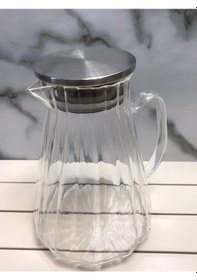 Resim Kapris Metal Kapaklı 1500 Ml Cam Sürahi Kap-020 