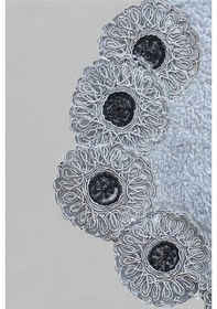 Resim Gülruba Köşeli Koyu Gri Çeyizlik Dantelli 2'li Banyo Paspası Seti Kaymaz Tabanlı Klozet Takımı Gri 