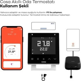 Resim Akıllı Oda Termostatı V5, Wi-Fi Kablosuz Kombi ve Klima Kontrolü, Beyaz 