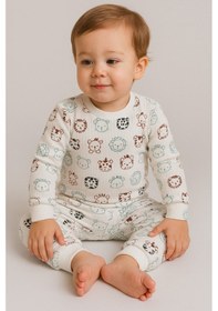 Resim Aden Kids %100 Pamuk Çocuk Alt Üst Pijama Takımı Soluk Sarı 