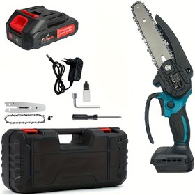 Resim Mini Kablosuz Zincir Testeresi, 6 inç ve 4 inç Değiştirme Kılavuzu Zinciri, 21V 4000mAh Şarj Edilebilir Pil Güç Göstergeli Pil Güçlü El Testeresi, Ağaç Dikiminde Kullanılan Araç Kutusu Dahil, Erkekler, Baba ve Koca İçin Mükemmel Bahçe Aracı - Ağaç, Orman Çalışmaları DIY Projeleri İçin Güçlü Motorlu Küçük Elektrikli Testere 