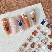 Resim 5D Kabartmalı Karikatür Ayı Tırnak Sanatı Stickerı, Kahverengi Ayı Tırnak Folyo Çıkartmaları, Manikür Tırnak Sanatı Aksesuarları - Sarılabilir Tonlar - Tırnaklar için Sevimli Vurgular, Yenilikler ve Teknoloji 