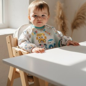 Resim Babydonat Minidrive Araç Desenli Uzun Kollu Sıvı Geçirmez Bebek Mama Önlüğü - 6-24 Ay Blw Uyumlu Leke Tutmaz A 