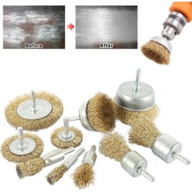 Resim 6 Parça Pimli Matkap Tel Fırça Seti (38MM+50MM+75MM+100MM) Dairesel +25MM KALEM+75MM Çanak 