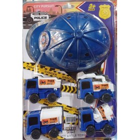 Resim Aspartam Polis Kask ve Polis Iş Makineleri Oyuncak Seti Oyuncak Araba 