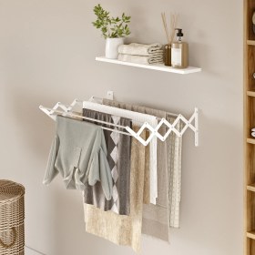 Resim Ayz Akordeon 70cm Çelik Gövde Kurutmalık Çamaşır Askısı Duvara Asılan Kurutucu Çamaşırlık Beyaz 