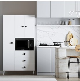 Resim Çok Amaçlı Mutfak Mikrodalga Fırın Dolabı Beyaz 