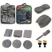 Resim Topnotch Dayanıklı 11pcs Mikrofiber Araba Yıkama Seti Lastik Fırçası Çizik Pedi Detay Süngeri Yumuşak Eldivenler İçerir 
