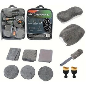 Resim Topnotch Dayanıklı 11pcs Mikrofiber Araba Yıkama Seti Lastik Fırçası Çizik Pedi Detay Süngeri Yumuşak Eldivenler İçerir 