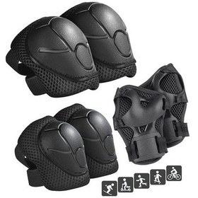 Resim Createtech Standart Siyah Çocuk Pateni Koruyucu Seti, Kaykay Kıyafetleri Ve Denge Bisikleti Aksesuarları Standart 