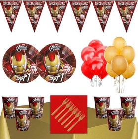 Resim Iron Man Tema Doğum Günü Parti Seti Süsler 24 Kişilik 