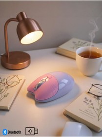 Resim Sevimli Kedi Kablosuz Pembe Mouse Bluetooth 2.4G Dual Mode 