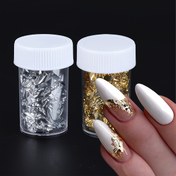 Resim 2 Adet Holografik Tırnak Folyosu Parıltı 3D Altın Gümüş Metal Ayna Kırık Parça Dilimli Sequin Manikür Muhteşem Retro DIY Tırnak Sanatı Dekorasyonu 
