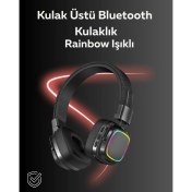 Resim Techno Stock Rgb Işıklı Katlanabilir Bluetooth 5.3 Kulak Üstü Kulaklık 