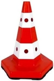 Resim Hayat Trafik - Klasik Kedi Gözlü Ağırlıklı Yuvarlak Boş Levhalı Trafik Koni Seti Trafik Dubası 