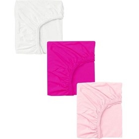 Resim 3 Adet 65 X 95 + 10 Cm Anne Yanı Lastikli Penye Kumaş Bebek Çarşafı-renkli 