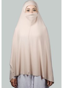Resim Altobeh Hazır Türban Peçeli Pratik Eşarp Tesettür Nikaplı Hijab - Namaz Örtüsü Sufle (5XL) - Bej 