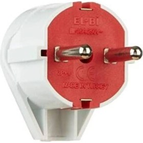 Resim Elbi L Tipi Topraklı Erkek Fiş Monoblok Beyaz/Kırmızı Güvenli Kullanım Özellikleriyle 