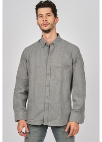 Resim De Leone Erkek Uzun Kollu Yün Apre Gömlek 0171108 Gri Gri 