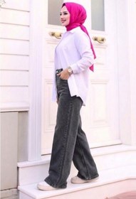 Resim Tesettür Diyarı Kadın Retro Baggy Kot Pantolon- Antrasit 
