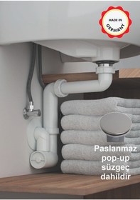Resim Dallmer Yer Kazandıran Lavabo Sifonu Paslanmaz Pop-up Süzgeçli Kolay Temizlenir Koku Önleyici Gider 