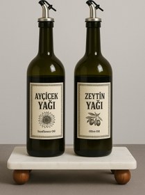 Resim liveisthome Ahşap Ayaklı Doğal Mermer Yağdanlık Altlığı 