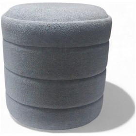 Resim Lüks Cnc Çizgili Yuvarlak Puf Makyaj Masası Pufu Dekoratif Ayak Uzatma Kaz Ayağı Model Antrasit Gri 