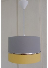 Resim 747 Gri Sarı Kumaş Kaplama Salon Yatak Ve Çocuk Odası Avize 