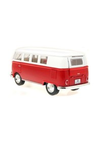 Resim 1:32 Ölçek Metal Çek Bırak Nostaljik Volkswagen T1 Minibüs Vosvos Oyuncak Araba - Kırmızı 13 Cm 