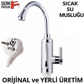 Resim Sıcak Musluk Elektrikli Ani Su Isıtıcı Termal Şofben Musluk Lavaboya Monteli 
