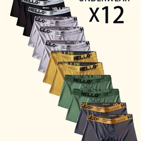 Resim 12 Parça Erkek Boxer Külot, HELLO Yazılı Bel Bandı, Nefes Alabilen Yumuşak Günlük Spor İç Çamaşırı, Erkekler İçin Büyük Beden Boxer Külot, Erkekler İçin Boxer Külot, Rahat Temel Parçalar, Günlük İhtiyaçlar, Yazı Baskılı, Trend Boxer Külot, Yumuşak Malzeme, Esnek Kesim, Erkek İç Çamaşırı, Çoklu Paket 